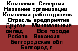 Компания «Синергия › Название организации ­ Компания-работодатель › Отрасль предприятия ­ Другое › Минимальный оклад ­ 1 - Все города Работа » Вакансии   . Белгородская обл.,Белгород г.